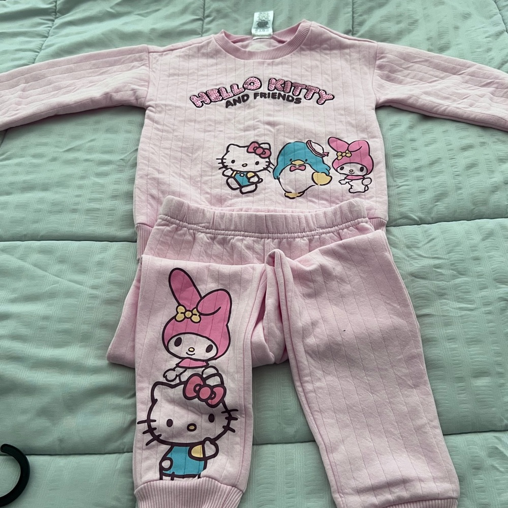 Sanrio Pink Kids Pajama Set with Hello Kitty and Friends